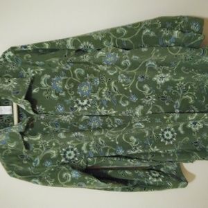 Green button up shirt, tunic, top